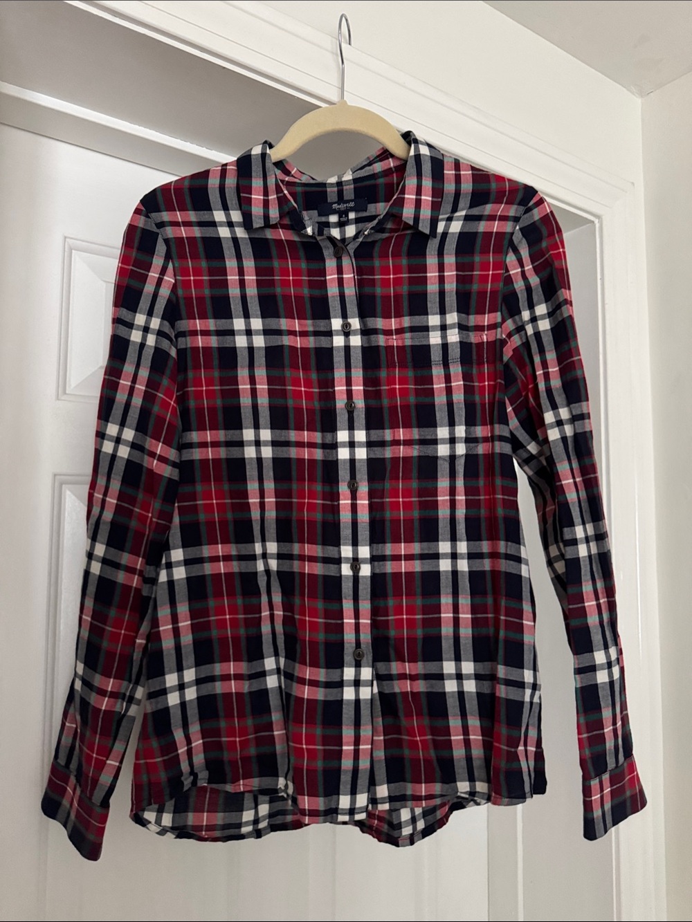 Madewell Red Black White Plaid Button-Down Shirt